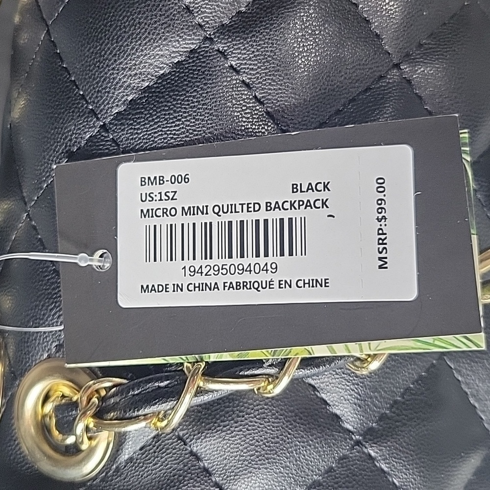 BADGLEY MISCHKA Mini Quilted Black Vegan Leather Backpack NWT - Picture 10 of 10